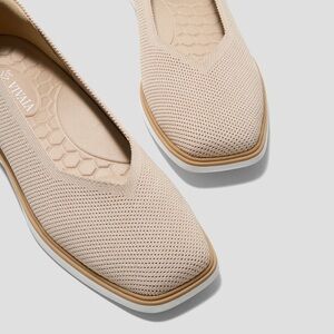 Vivaia Square-Toe All Day Standing flats (Mabel) almond sand knot comfort 7-7.5